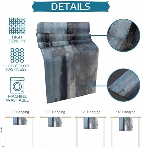 Blue Grey Graffiti Table Runner Dresser Scarf 13 x 108 Inch Abstract Oil Paint Art Mottled Texture Modern Table Runners Non-Slip Heat Resistant Kitchen Dining Table Decor for Home Indoor Outdoor