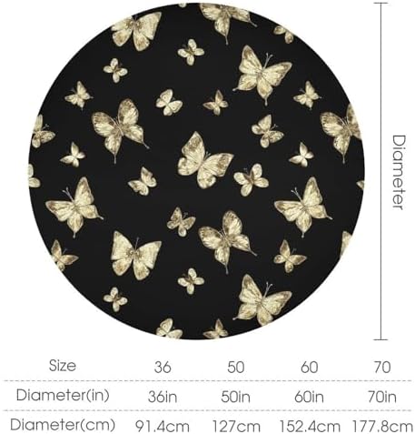 Golden Butterfly Tablecloth, Vintage Luxury Yellow Golden Butterflies Print Table Cloth for Kitchen Dining Coffee Table Outdoor Party Decor, 60x60in