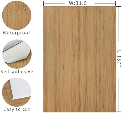 157x31 Inch Wide Wood Grain Contact Paper Peel and Stick Countertops