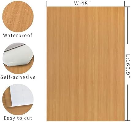 Extra Wide 48"x196" Natural Wood Contact Paper Yellow Brown Wood Vinyl