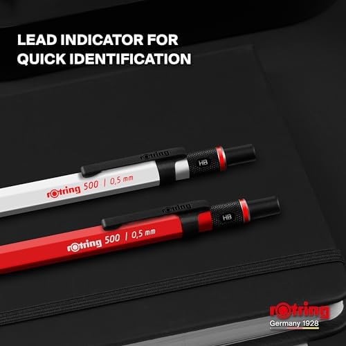 Rotring 500 Mechanical Pencil, Green Hexagonal Plastic Barrel and Non-Slip Textured Metal Grip, 0.5mm, HB Lead, 1 Count