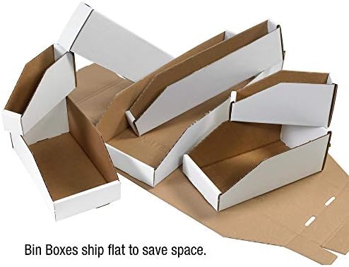Top Pack Supply Open Top Bin Boxes, 6" x 12" x 4 1/2", White (Pack of 50)