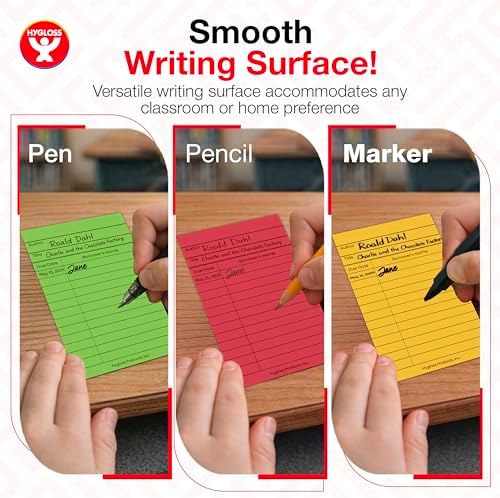 Hygloss Library Checkout Cards for Traditional Book Pockets and Classroom Organization - Vintage Style Bright Colors Due Date Tracking, 3x5 Inch, 500 Pack