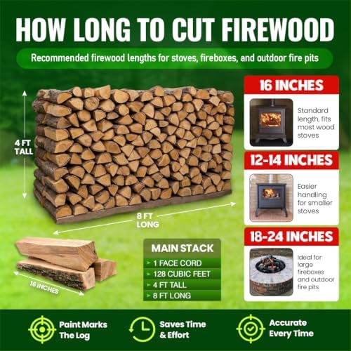 THE MINGO Ultimate Firewood Measuring Tool - Chainsaw Fire wood Marking Tool With Marking 14" Wheel - Log Paint Marker -Measuring Accessory For Chainsaw - Logging Accessory