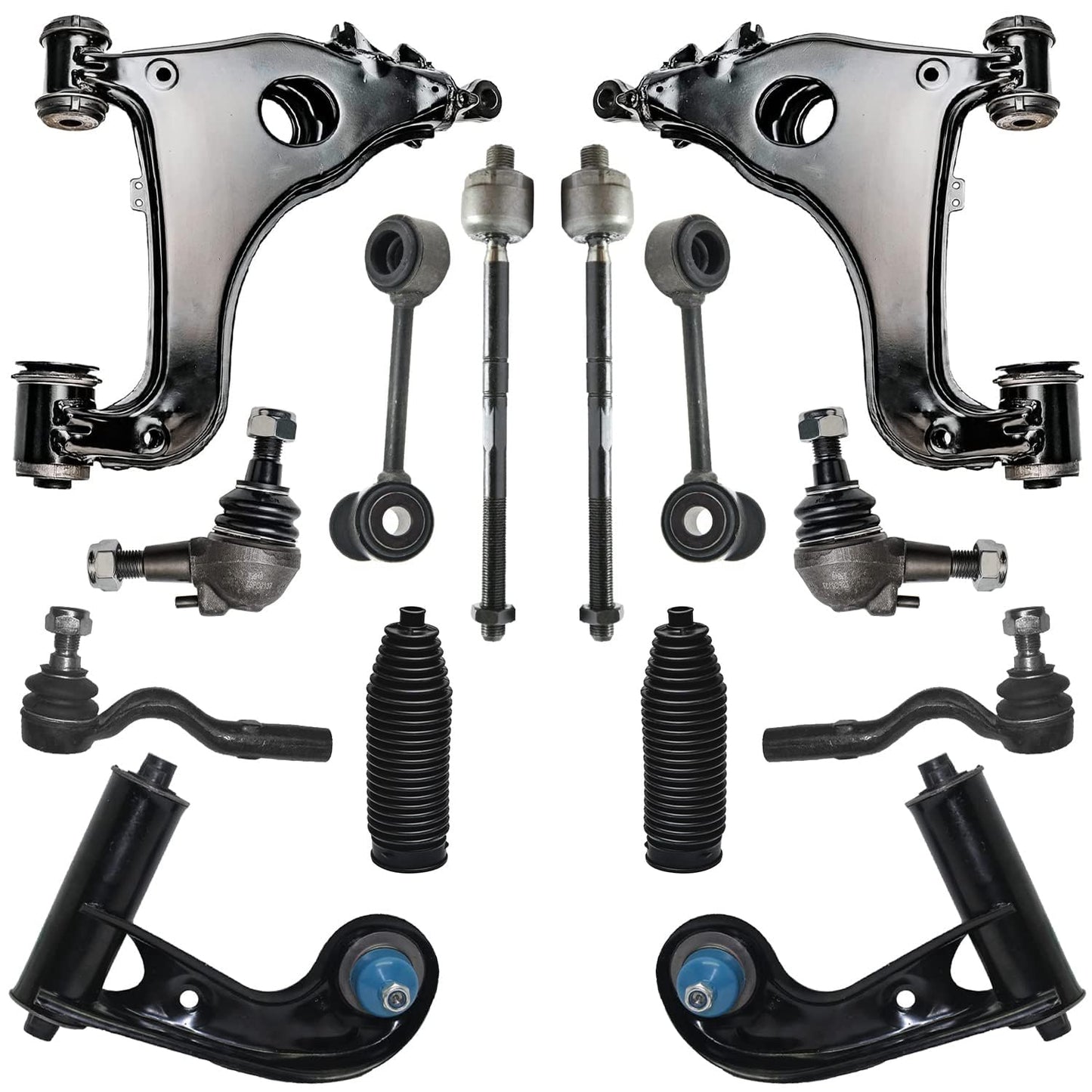 Detroit Axle - RWD Front End Suspension Kit for Mercedes-Benz E320 E420 E430 E55 AMG, Upper Control Arms Ball Joints Lower Contr