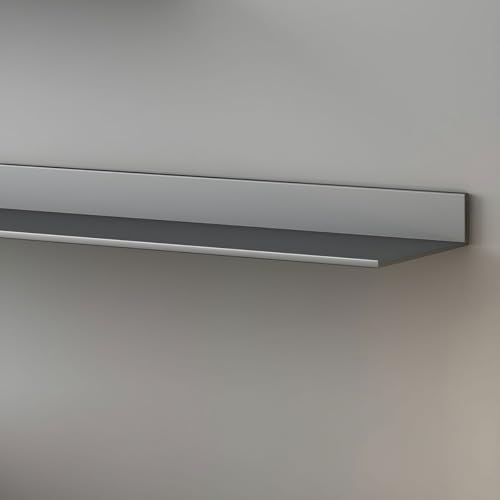 Metal Bookshelf Wall Mounted Contemporary Bookcase Office Aluminum Alloy Wallmounted Storage Shelf Living Room Bookshelf Metal Partition Single-layer Display Shelf Grey 23.6"L x 8.3"W x 3.1"H