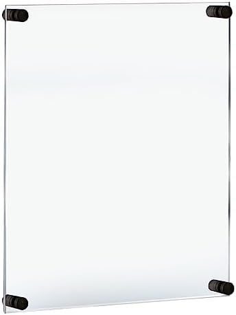 Azar Displays 105530-BLK Acrylic Floating Double Panel Wall Frame,22" x 28" Graphic Size, Overall Frame Size: 26" x 32", Black