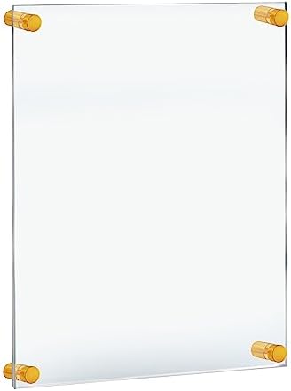 Azar Displays 105530-GLD-2PK Floating Acrylic Wall Frame with Silver Stand Off Caps: 22" x 28" Graphic Size. Overall Frame Size: 26" x 32" (Pack of 2)