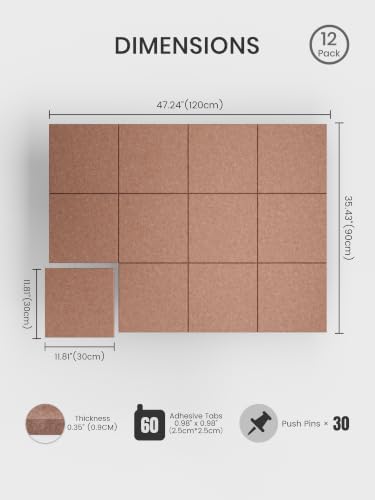 Bumusty 48"x 36" Large Felt Bulletin Board Tiles, Terracotta