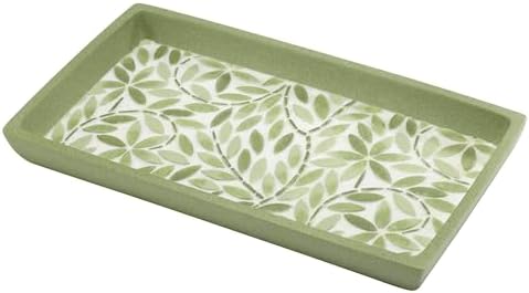 Avanti Linens - Bath Set, 3pc Countertop Accessories, Resin Lotion Pump, Covered Jar & Vanity Tray (Stratford Collection, Green)