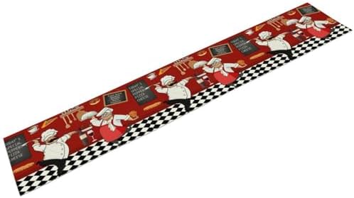 Chef Table Runner,Farmhouse Decor Burlap Table Runners for Party Wedding, Chef Decorations for The Kitchen, Chef Kitchen Decor 13x70in