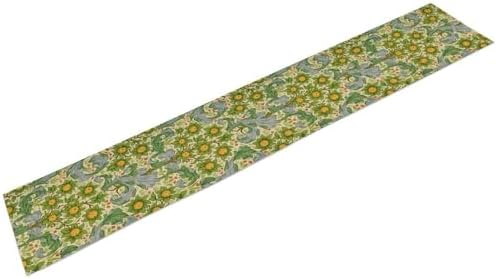 William Morris Original Design Green Table Runner Vintage Floral Table Runner for Dining Table Decor 13 x 36 Inch