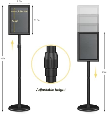 Relx Sign Holder Stand 8.5x11 inch - Adjustable Floor Standing Sign Holder - Signage Stand with Snap-Open Frame Display for Malls,Schools,Restaurants