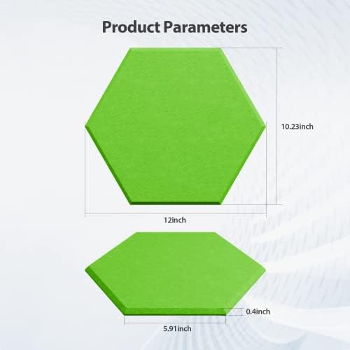 12 Pack Hexagon Acoustic Panels Self Adhesive Sound Proof Foam(Fruit Green)