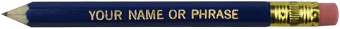 EZPENCILS & GIFTS - Golf Pencils Tipped with Eraser (1/2 a Pencil - Pew Pencils) - Dark Blue Colored Barrel - FREE-PERSONALIZATION - 2HB Black Lead - Custom Text - Non-Smear Eraser – Package of 70