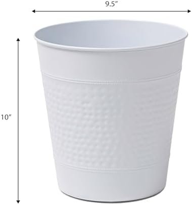 happimess Riley 2 Gal Hammered Steel Bin 10" H, Matte White, Set of 2