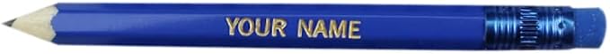 EZPENCILS & GIFTS - Golf Pencils Tipped with Eraser (1/2 a Pencil) - Sea Blue Colored Barrel - FREE-PERSONALIZATION - 2HB Black Lead - Custom Text - Non-Smear Eraser – Package of 100