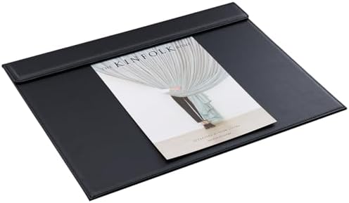 KINGFOM 18''x14'' Large Rectangle A3 Desk Writing & Drawing Desk Pad &Board Table Protector Mat with Paper Clip on Top Black