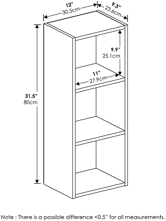 Furinno Pasir 3-Tier No Tool Assembly Open Shelf Bookcase, French Oak