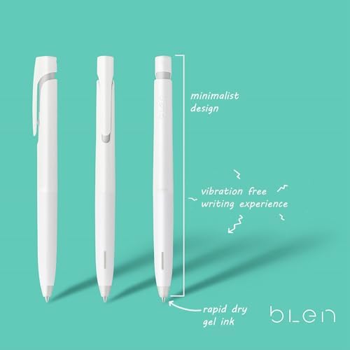 Zebra Pen bLen White Retractable Gel Pen, Black/Blue Ink, 0.7mm, 6-Pack