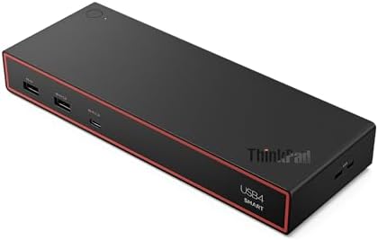 Lenovo ThinkPad USB 4 Smart Dock 5500 w/ 135W Adapter, Supports up to 4 Displays, 100W Power to Laptop, Integrated USB4 Cable, Eclipse Black