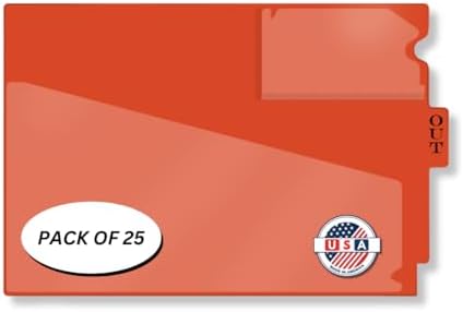 Doctor Stuff - Center Tab Vinyl Outguides, Diagonal Cut Front Pocket, Top Charge Out Slip Pocket, Plastic File Folder, Letter Size 9" x 13-1/4", Orange, 25/Box