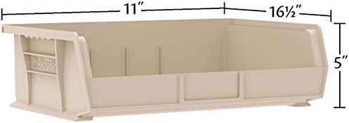 Akro-Mils 30255 AkroBins Plastic Storage Bins, 11"x16"x5", Stone, 6-Pack
