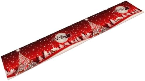 Merry Christmas Table Runner Red Snowflakes ,Xmas Ball Ornaments Snow Red Table Runners for Dinning Table,Snowflake Sparkle Kitchen Decor,Holiday Dinner Decoration-13x108 Inch