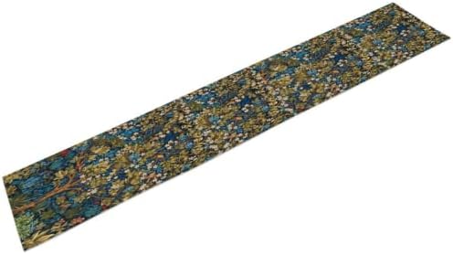 William Morris Floral Table Runner, Vintage Tree of Life Flowers Table Runner for Dining Table Decor 13 x 90 Inch