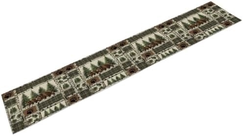 Rustic Cabin Moose Deer Bear Table Runner, Retro Bear Cottage Country Style Cabin Farmhouse Dinner Runner for Home Kitchen Dining Table Decoration 13x36inch