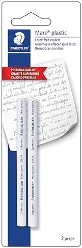 STAEDTLER Mars Plastic Eraser Refills - Latex-Free Erasers, Replacements for Refillable Holder, Home, School & Office, White, 2-Pack