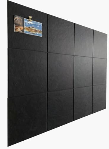 12-Pack Black Felt Wall Tiles(11.8“x11.8”Each), 47.2“x 35.4” Large Cork Board Alternative, Self-Adhesive Bulletin Pin Board for Office Home Kitchen Photos & Memos