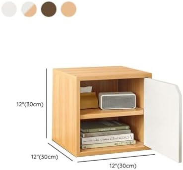Timber Vertical or Horizontal Organizing Shelf with 1 Cabinet Closed Back Modular Cube Storage Unit Book Storage Bookshelf Glass Small Bookcase Square Grid Cabinet White with Shelves Wood Door