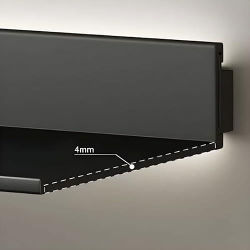 Modern Metal Bookcase Wall Mounted Floating Bookshelf Aluminum Alloy Storage Shelf, Display L-shaped Bookshelf Wall-mounted Rack (Without Lights) Partition Shelf Black 23.6"L x 9.1"W x 2.9"H