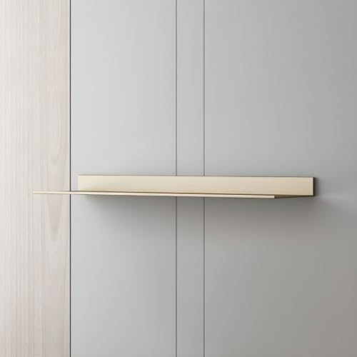 Metal Bookshelf Wall Mounted Contemporary Bookcase Office Aluminum Alloy Wallmounted Storage Shelf Living Room Bookshelf Metal Partition Single-layer Display Shelf Gold 23.6"L x 8.3"W x 3.1"H