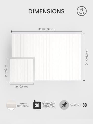 Bumusty 36"x 24" Large Felt Bulletin Board Tiles,Milky White