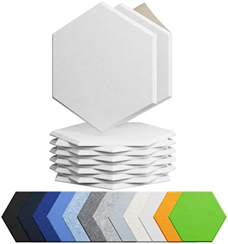 12 Pack Hexagon Acoustic Panels Self Adhesive Sound Proof Foam(Snow White)