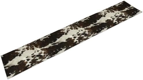 Cow Print Table Runner, Brown Cowhide Print Western Style Table Runner Country Farmhouse Cottage Cow Patten Table Decoration for Home Kitchen Dining, 13x60 Inch
