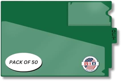 Doctor Stuff - Center Tab Vinyl Outguides, Diagonal Cut Front Pocket, Top Charge Out Slip Pocket, Plastic File Folder, Letter Size 9" x 13-1/4", Green, 50/Box