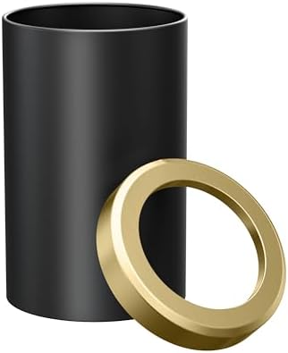 Gatco Small Bathroom Trash Can with Lid, Round 3 Gallon Stainless Steel Wastebasket, Under Sink, Matte Black and Brushed Brass, for Bathroom, Bedroom, Office (1930)