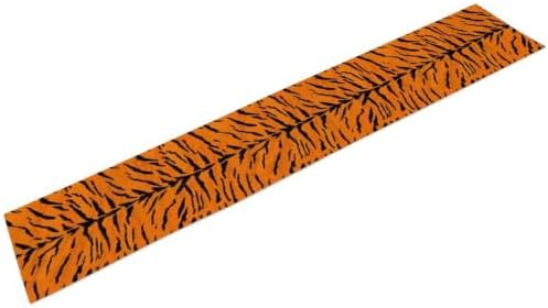 Vintage Tiger Print Table Runner, Rustic Cottage Country Farm Animal Fur Skin Pattern Western Style Black Brown Print Dinner Runner for Home Kitchen Dining Table Decoration 13x60 Inch