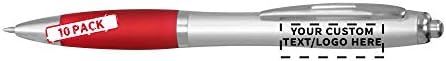 DISCOUNT PROMOS Custom Colored Grip Gel Pens Set of 10, Personalized Bulk Pack - Great for Office, School, Business, Tradeshows, Events - Red