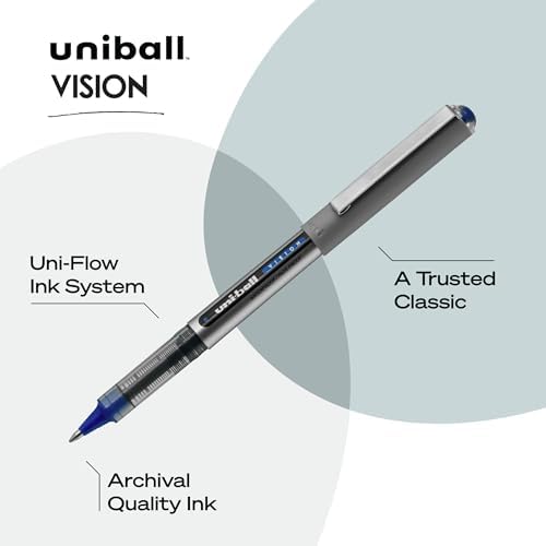 uniball™ Vision Rollerball Pens, Fine Point (0.7mm), Assorted Colors, 8 Pack