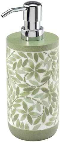 Avanti Linens - Bath Set, 3pc Countertop Accessories, Resin Lotion Pump, Covered Jar & Vanity Tray (Stratford Collection, Green)