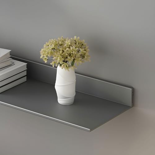 Metal Bookshelf Wall Mounted Contemporary Bookcase Office Aluminum Alloy Wallmounted Storage Shelf Living Room Bookshelf Metal Partition Single-layer Display Shelf Grey 31.5"L x 8.3"W x 3.1"H