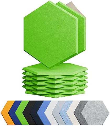 12 Pack Hexagon Acoustic Panels Self Adhesive Sound Proof Foam(Fruit Green)