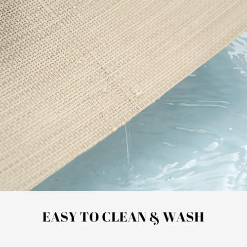 Placemats Set of 8 Vinyl/Plastic Woven Place Mats for Kitchen Table Indoor/Outdoor Washable Placemat Wipeable Dining Table Mats (Beige,8)