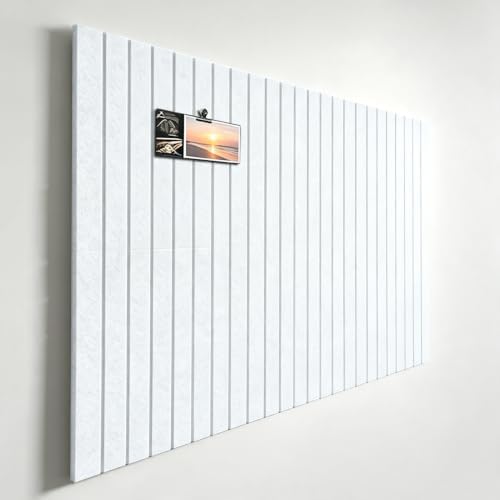 12-Pack White Felt Wall Tiles(11.8“x11.8”Each), 47"x35" Aesthetic Bulletin Pin Board, Large Cork Board Alternative for Office, Classroom & Wall Decor-Stripe