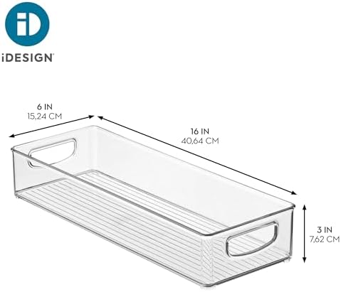iDesign Slim Extra Long Clear Storage Bin, 2-Count, 16 x 6 x 3 (Pack of 2)