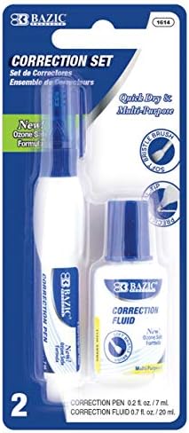 BAZIC Metal Tip Correction Pen & Correction Fluid (2/Pack) (Case of 144)